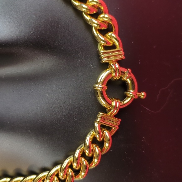 Cuban Chain Necklace With Sailor Clasp 24 K Gold Filled  Unisex! - Picture 5 of 11